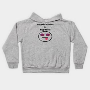 Entertainment is Hypnosis, Hypnotized Face Spiral Eyes, Entertained to Death, Trance State, Tongue Out, Spiritual Death Kids Hoodie